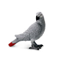 Detailed African Gray Parrot toy figure with gray feathers, red tail, and black beak