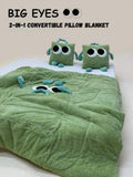 Big eyes convertible blanket and folded plush 2-in-1 throw pillow in soft luxurious cozy fabric