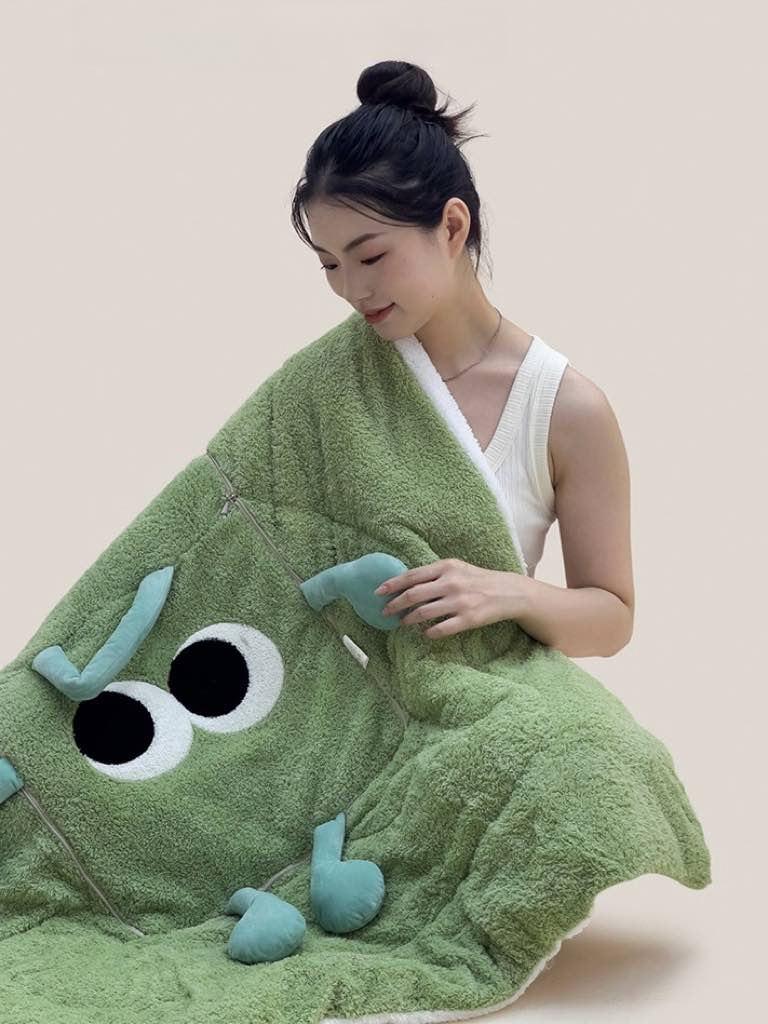 Big eyes convertible blanket and folded plush 2-in-1 throw pillow in soft luxurious cozy fabric — view 4