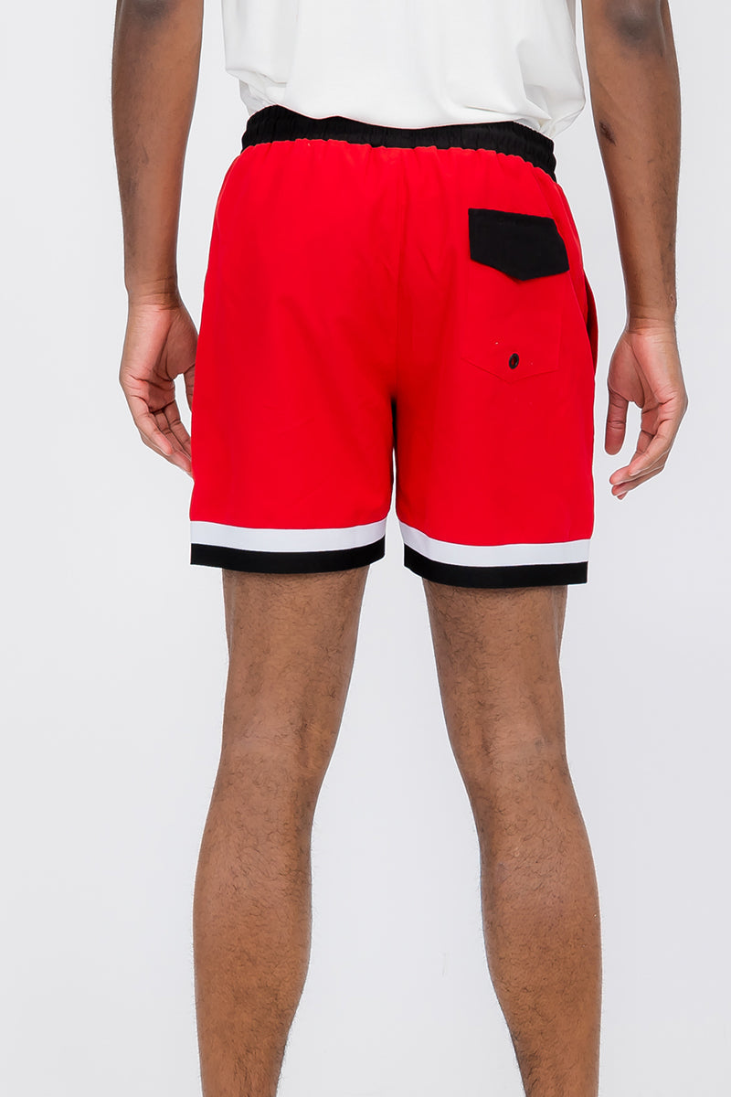 Men's Fronted Cali Rep print swim shorts with a 5.5-inch inseam and quick-dry polyester fabric — view 3
