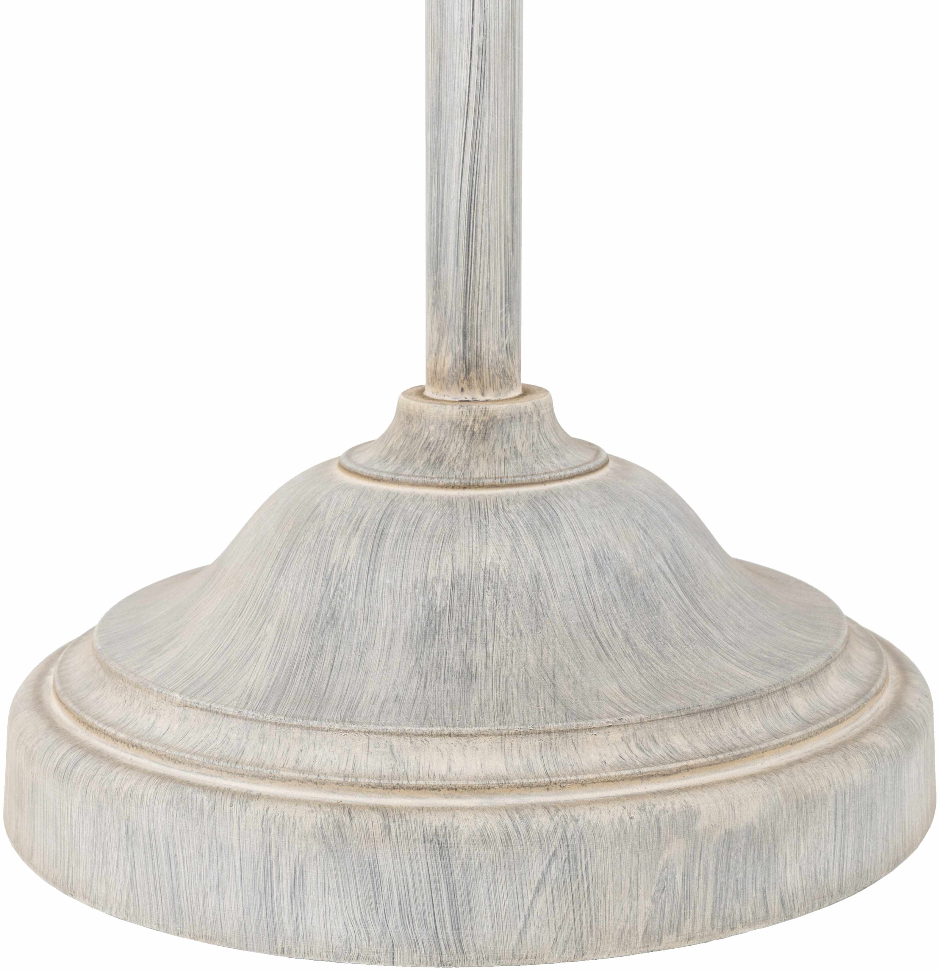 Binidayan traditional gray resin floor lamp featuring a classic white and beige linen fabric shade. — view 5