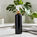 Black frosted 500ml spray bottle with white trigger for refillable cleaning solutions and plant misting