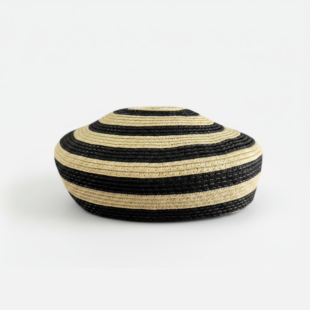 Wanderlust Striped Straw Beret-1
