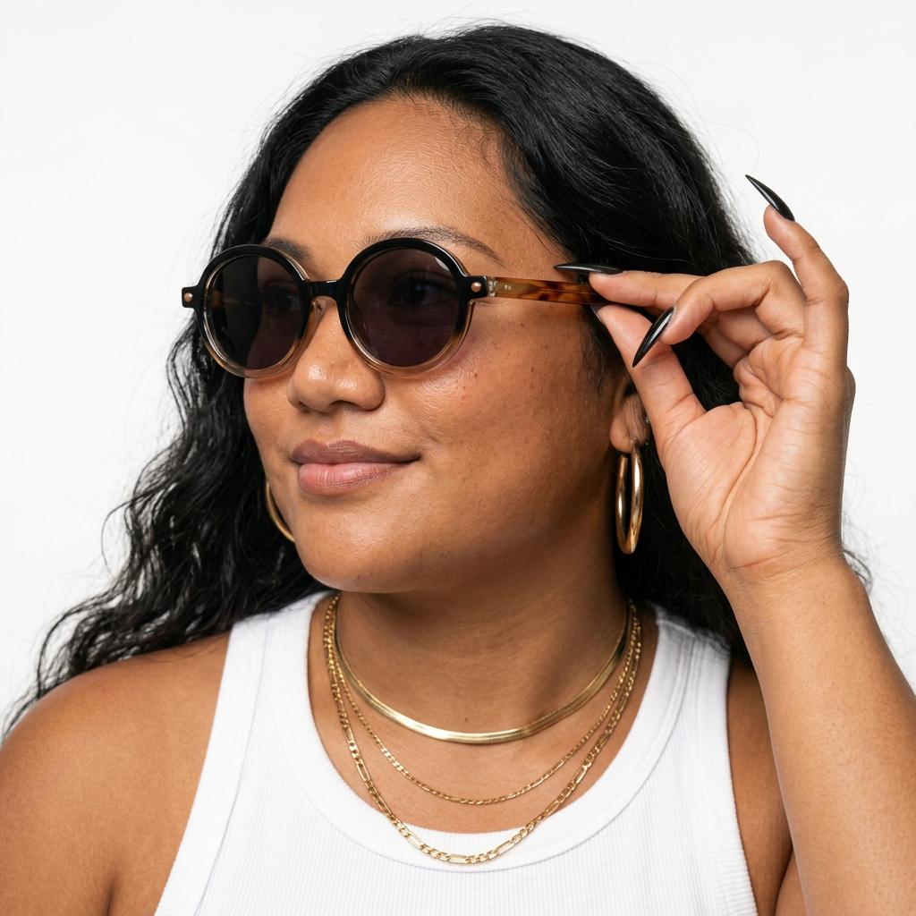 Vibrant Gradient Round Sunglasses-0