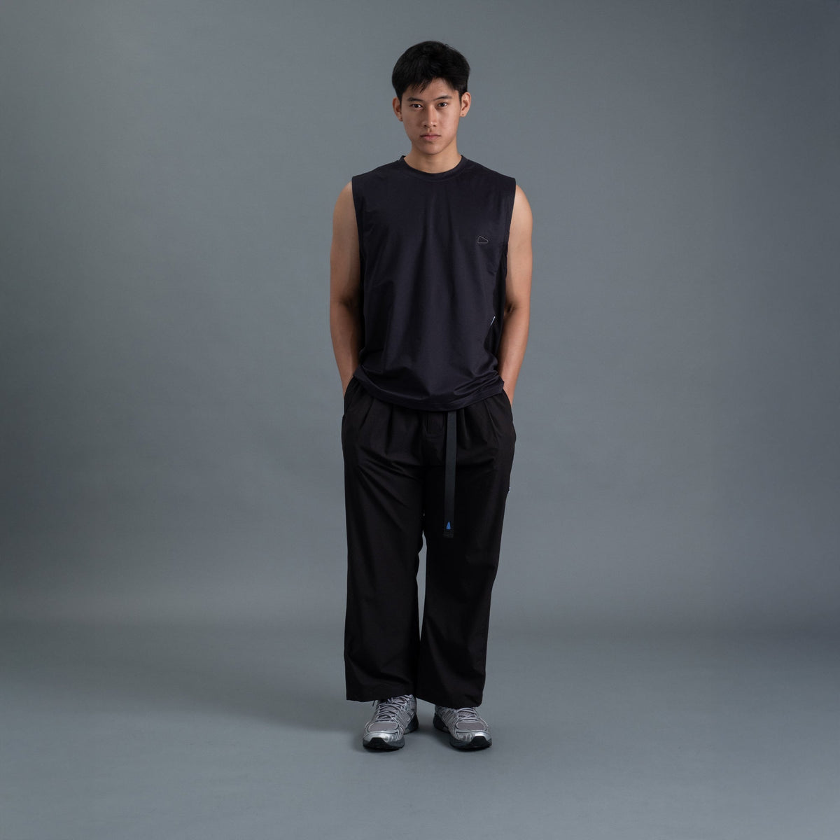 Sleeveless 2-Tone / Cotton - Black-1