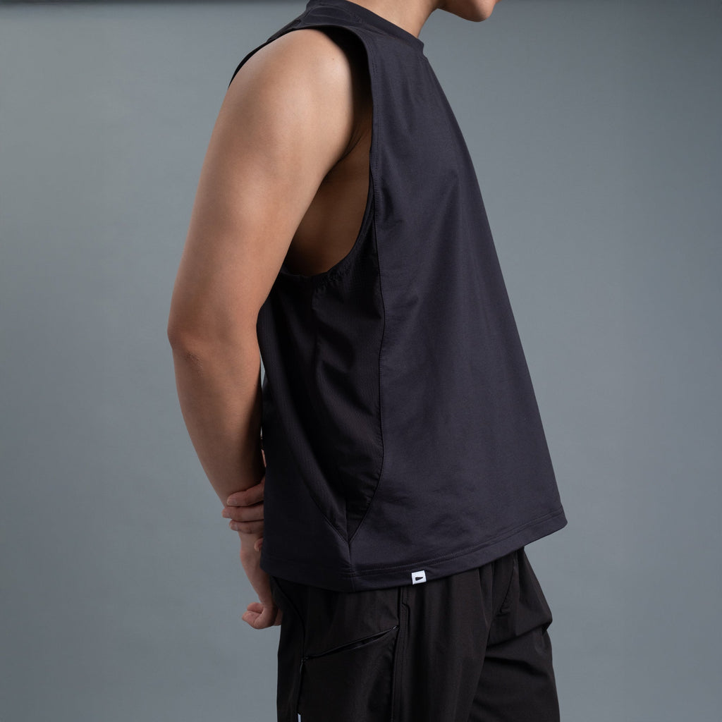 Sleeveless 2-Tone / Cotton - Black-2
