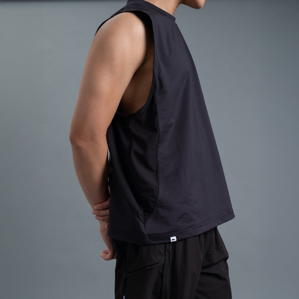 Sleeveless 2-Tone / Cotton - Black-2