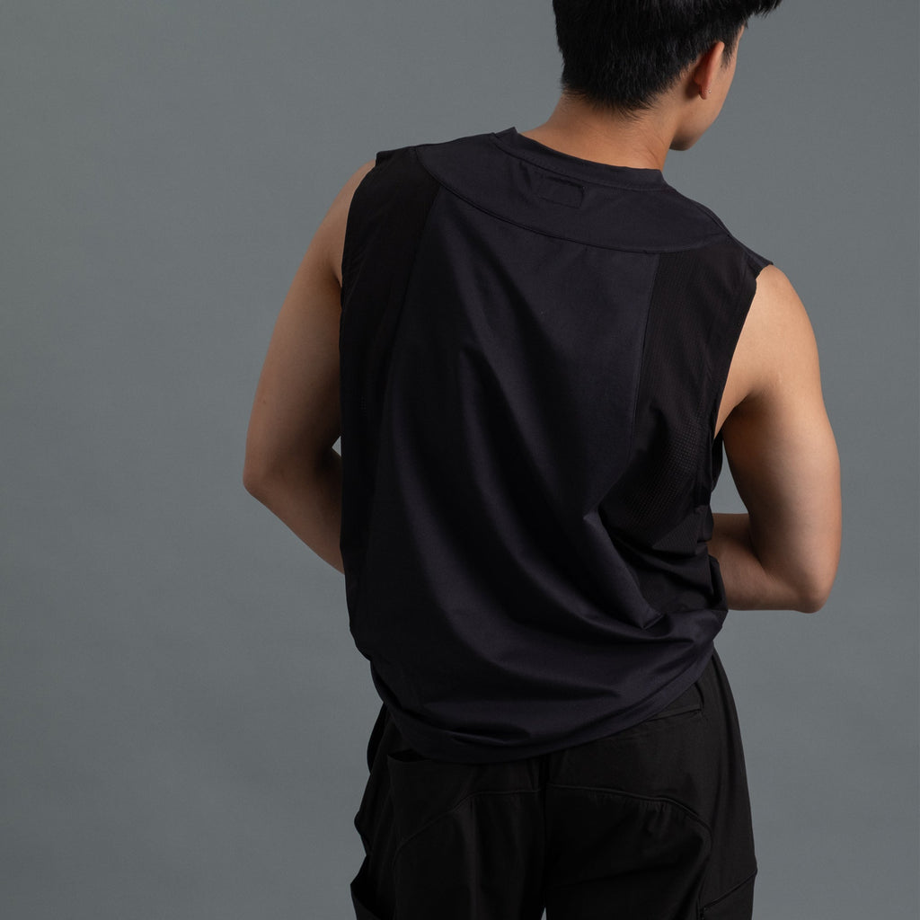Sleeveless 2-Tone / Cotton - Black-3