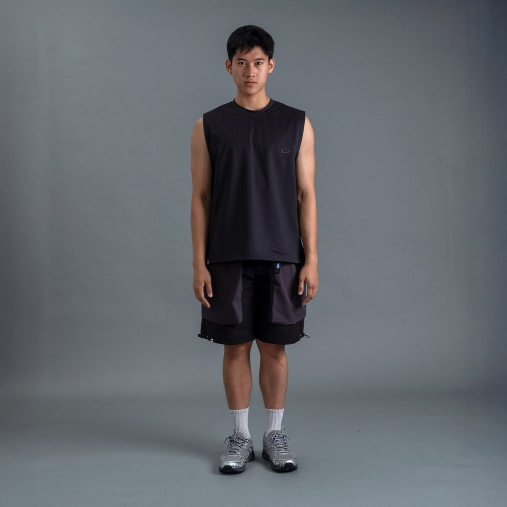 Sleeveless 2-Tone / Cotton - Black-4