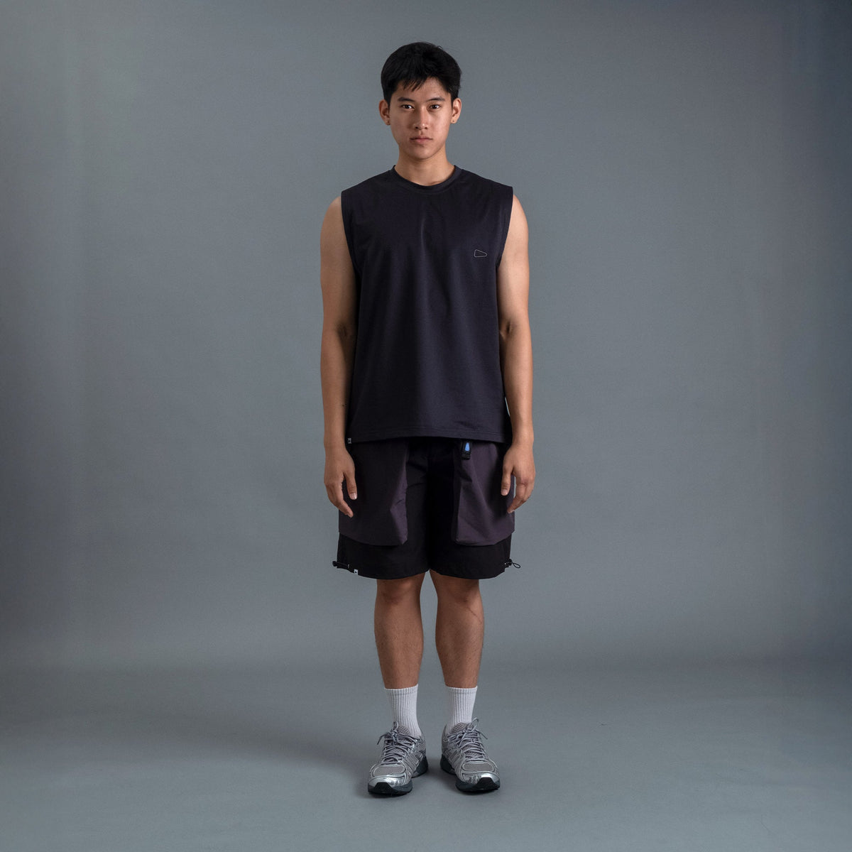 Sleeveless 2-Tone / Cotton - Black-4