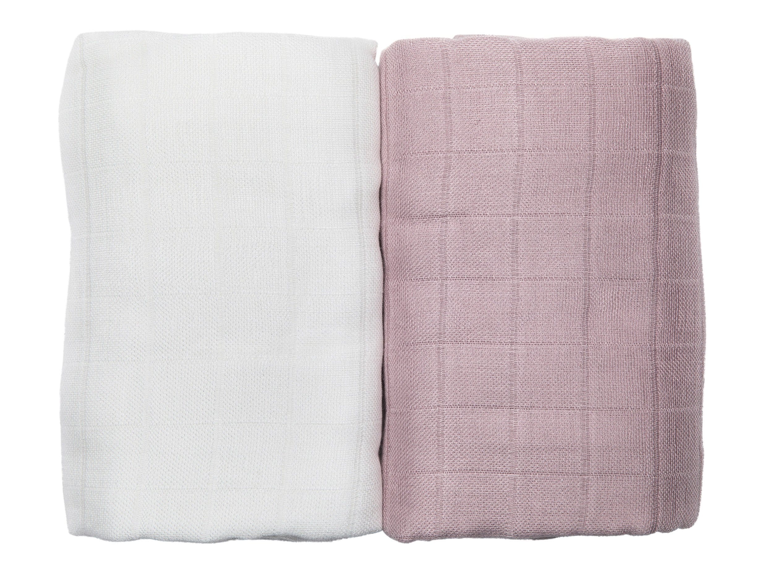 Rose and white bamboo muslin baby blanket duo in elegant premium gift box packaging — view 3