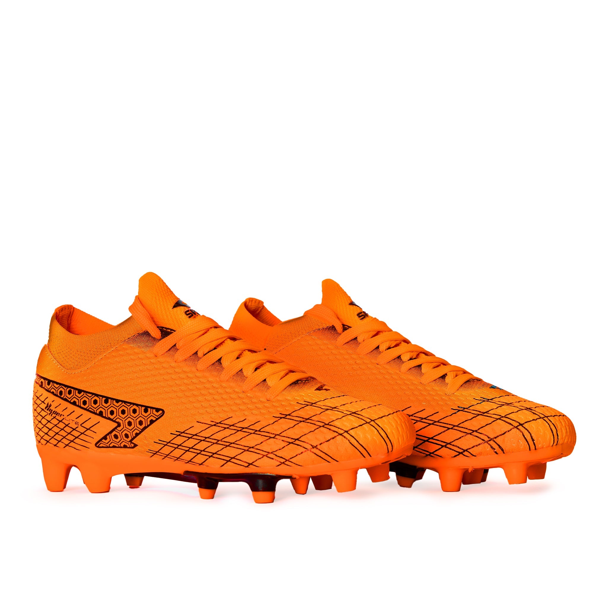 Blast Adult Football Boots in orange and black with knitted sock and studded outsole — view 2