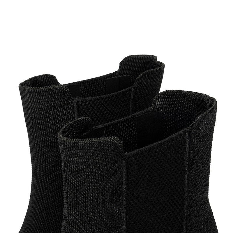 Knit block heel Chelsea ankle boots with seamless eco-friendly upper and classic elastic side panels. — view 5