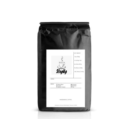 Bag of blonde espresso whole bean coffee featuring a light roast profile for home baristas — view 2