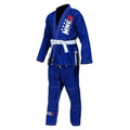 Blue BJJ Gi martial arts suit in cotton pearl weave with white belt