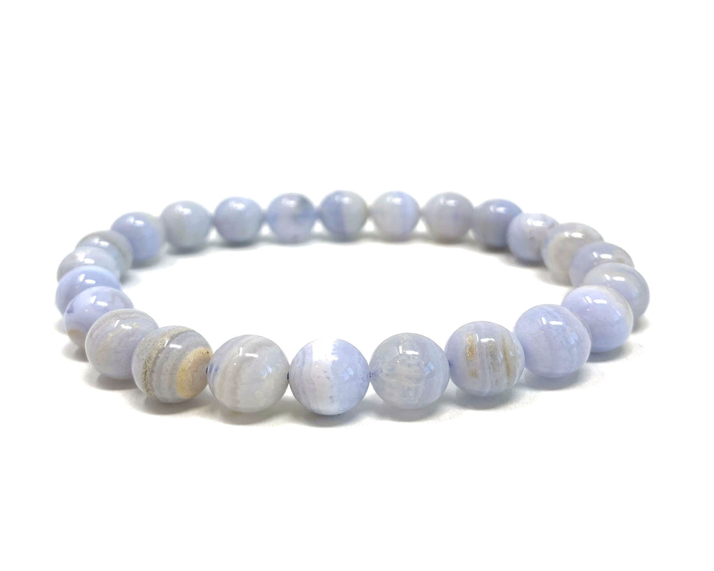 Blue Lace Agate Beaded Crystal Bracelet-4