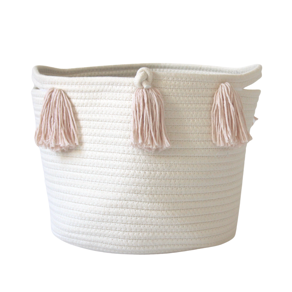 Blush Tassel Basket - Medium-0