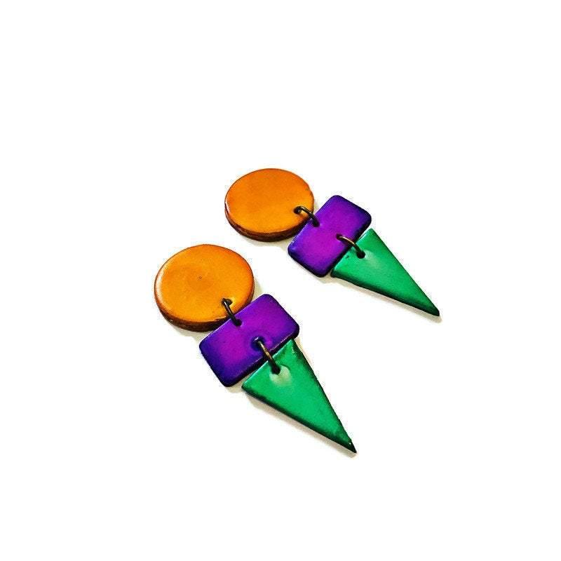 Bold Colorful Statement Earrings, Post or Clip On – "Jasmine"-1