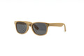 Matte beige kids wayfarer sunglasses with dark smoke lenses and metal rivet details on the temples.