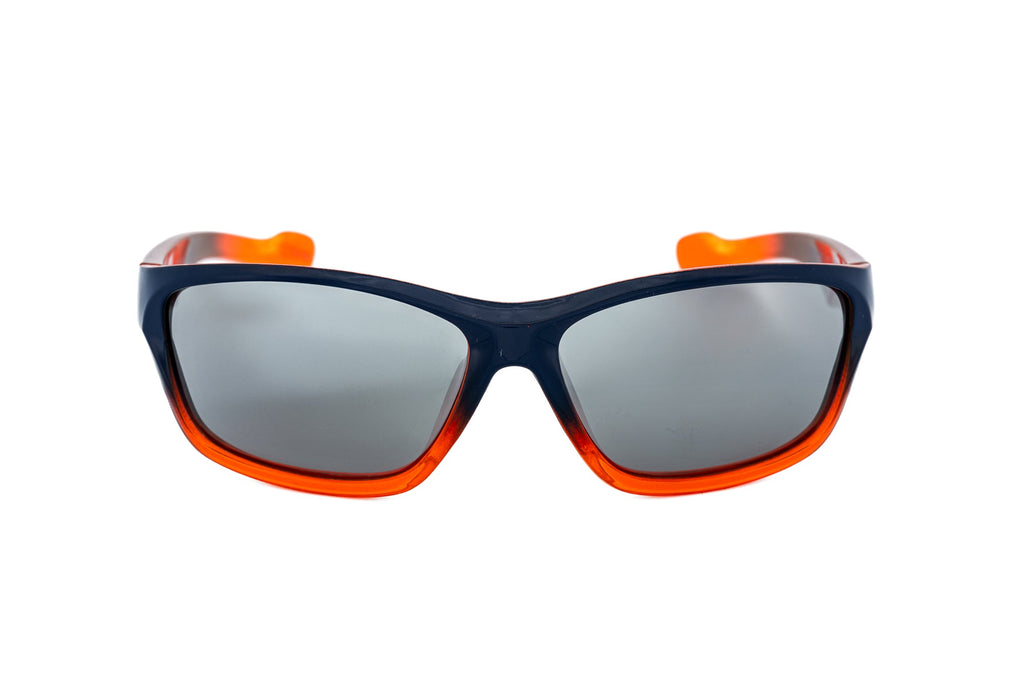 Kids sport-wrap sunglasses with a black-to-red gradient frame and grey tinted protective lenses — view 5