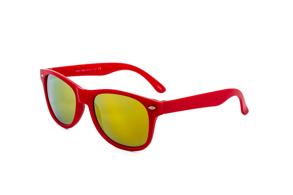 Green woodland camo kids wayfarer sunglasses with smoke grey lenses and silver rivet accents — view 4