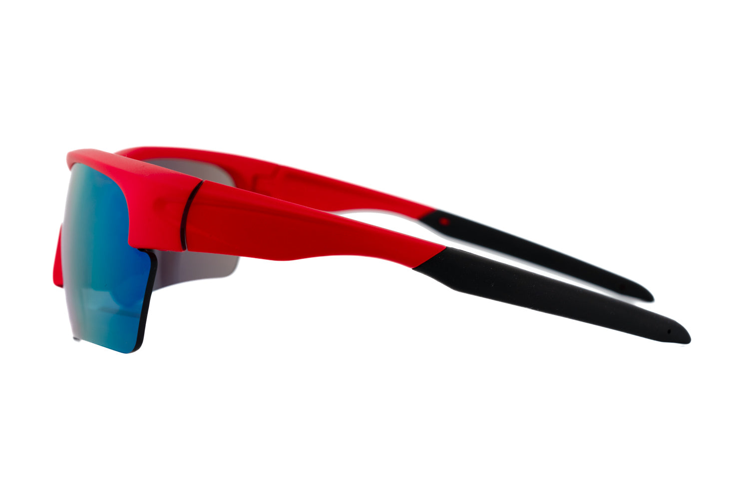KOVE kids sport shield sunglasses with red matte wraparound frames and gold-red mirrored lenses — view 3