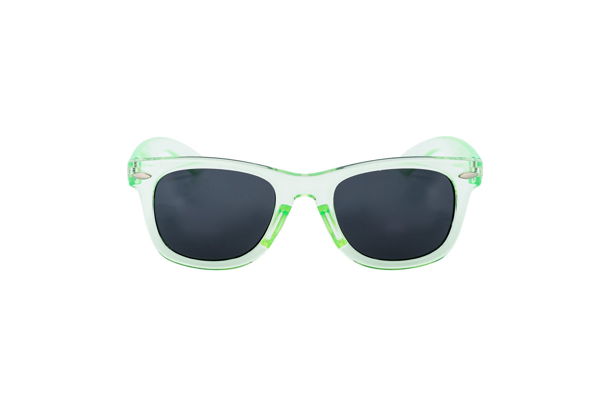 Translucent pink kids wayfarer sunglasses with brown tinted lenses and glossy acetate finish — view 5