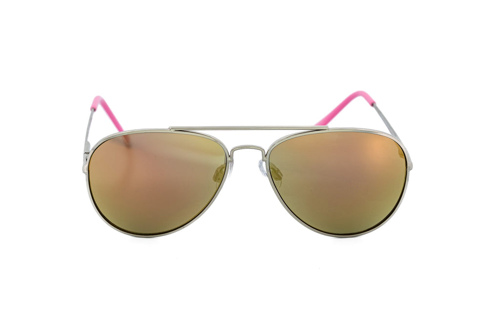 Matte black metal kids aviator sunglasses with purple blue mirrored lenses and adjustable nose pads — view 5