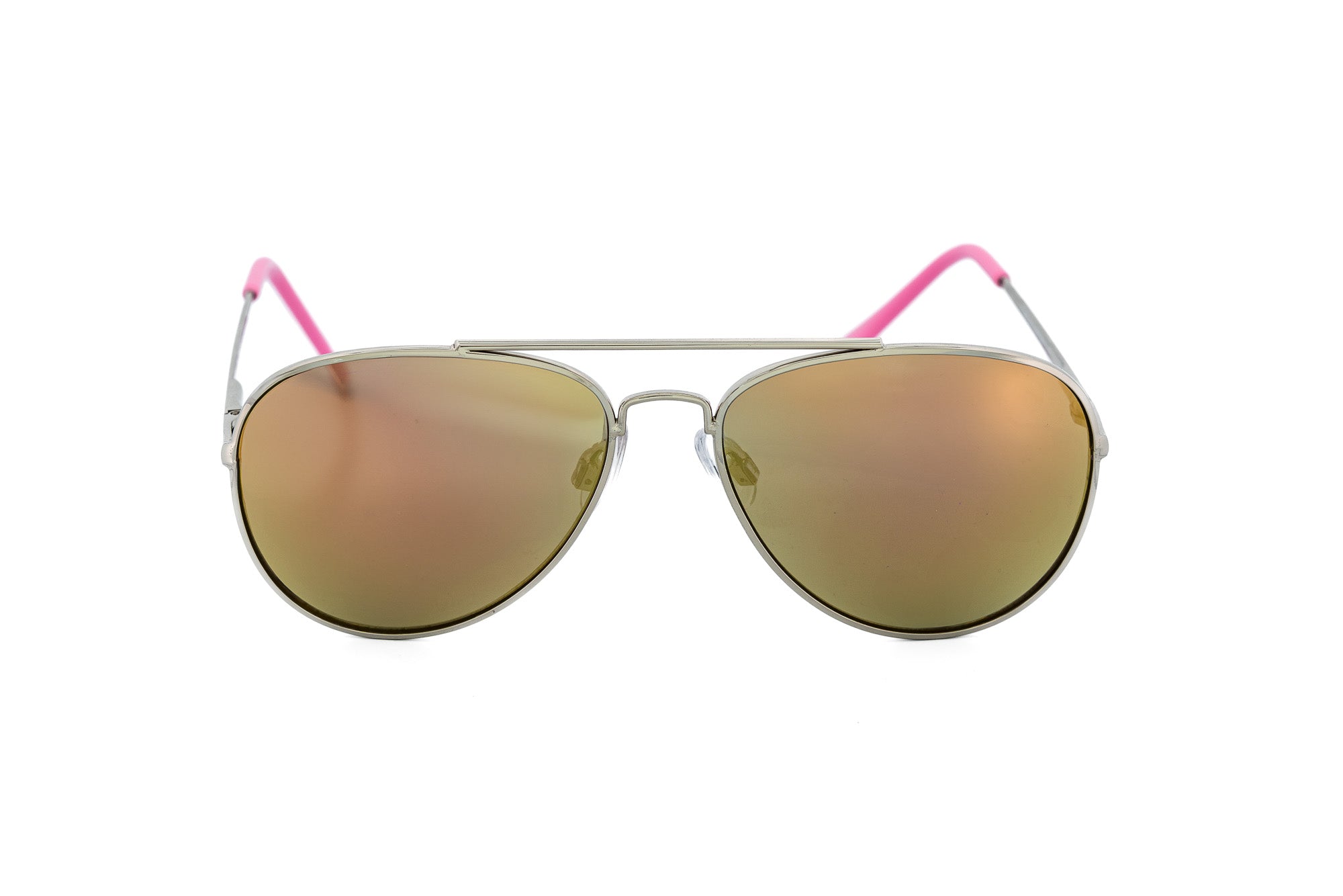Matte black metal kids aviator sunglasses with purple blue mirrored lenses and adjustable nose pads — view 5