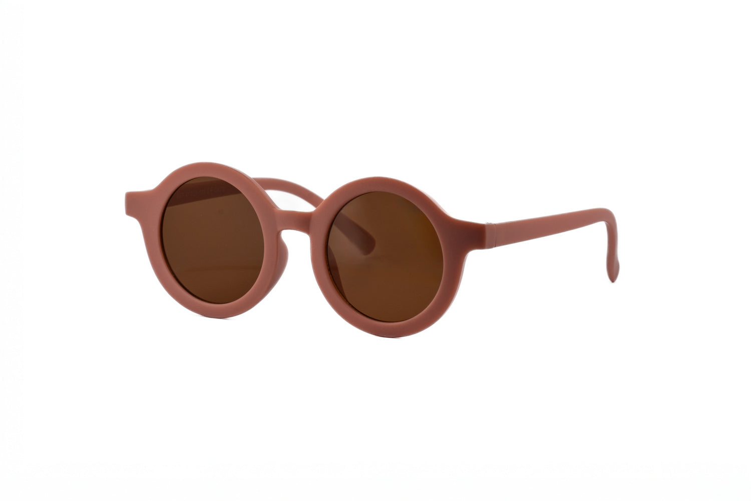 Kids round sunglasses with matte blue polycarbonate frames and amber tinted lenses for toddlers. — view 5
