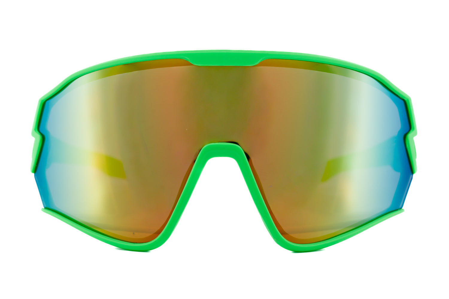 Kids sport shield sunglasses with red matte polycarbonate frame and gold mirrored lenses. — view 5