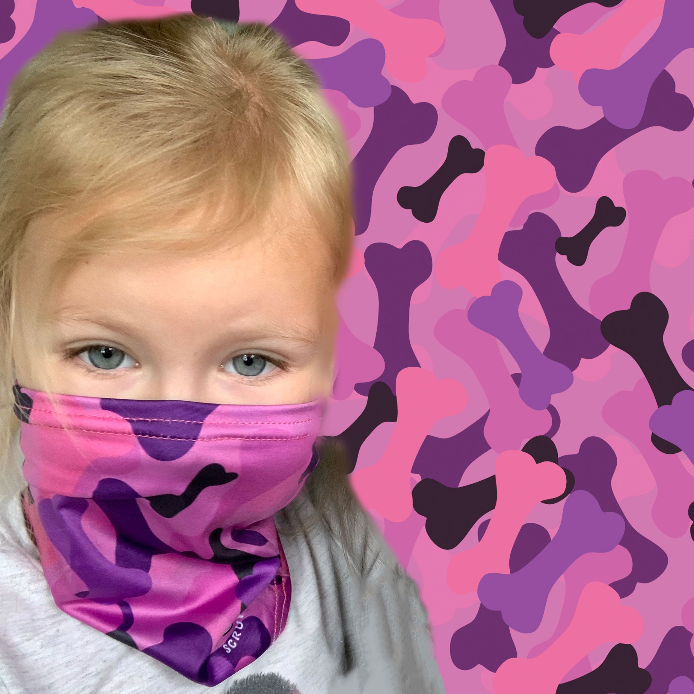 Child and toddler face mask and neck gaiter made of soft stretchy fabric for everyday wear — view 4
