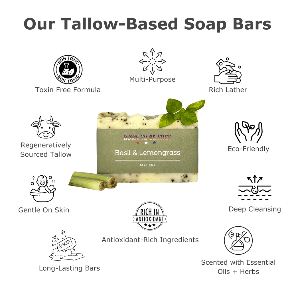 Basil & Lemongrass Tallow Soap Bar-2
