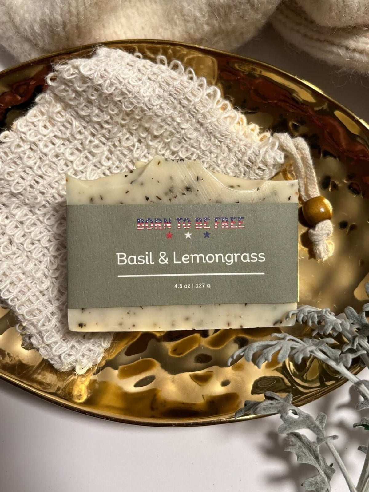 Basil & Lemongrass Tallow Soap Bar-3