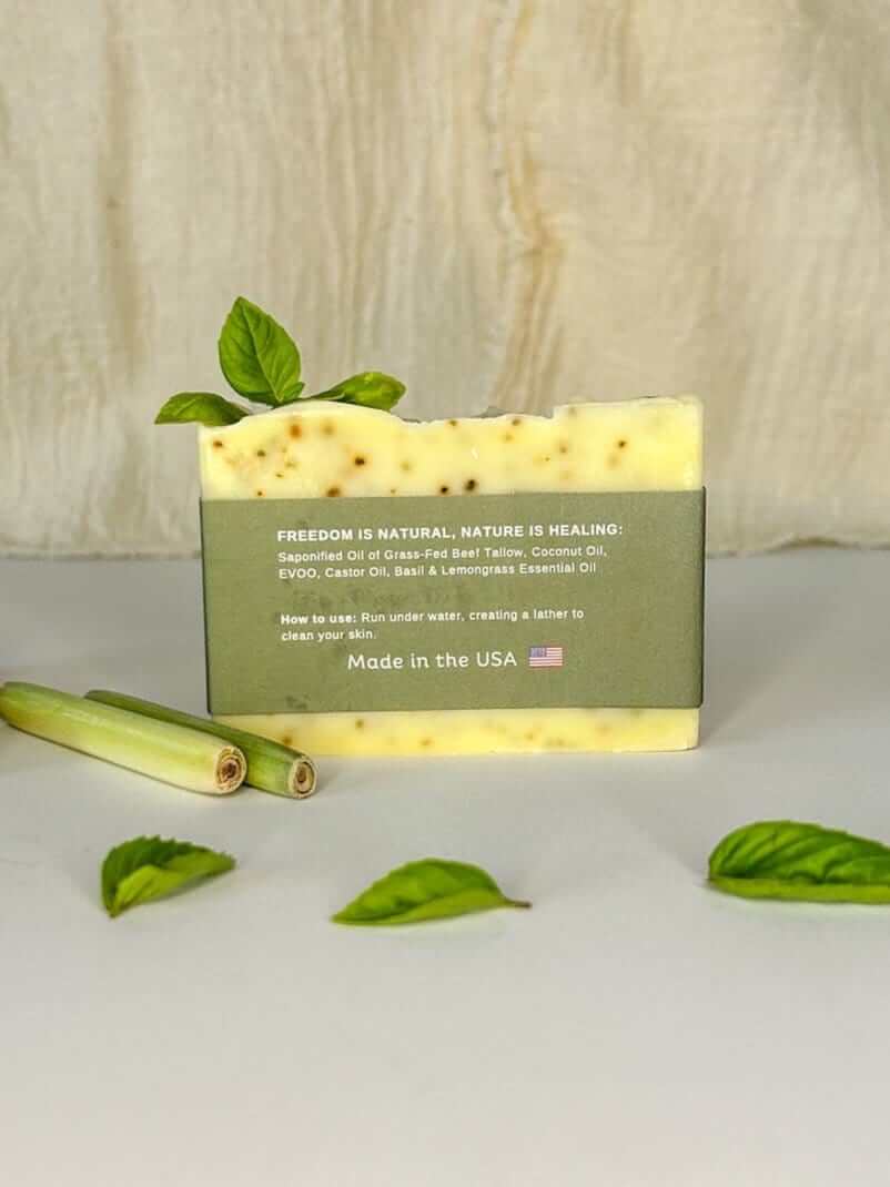 Basil & Lemongrass Tallow Soap Bar-1