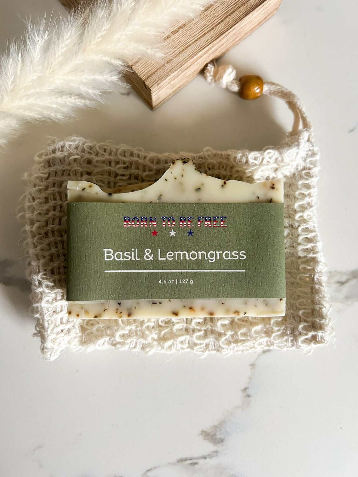 Basil & Lemongrass Tallow Soap Bar-5