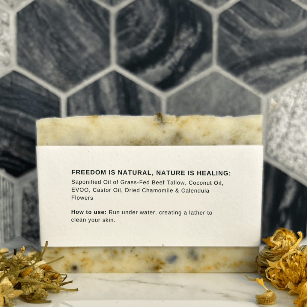 Dried Chamomile & Calendula Unscented Tallow Soap Bar-1