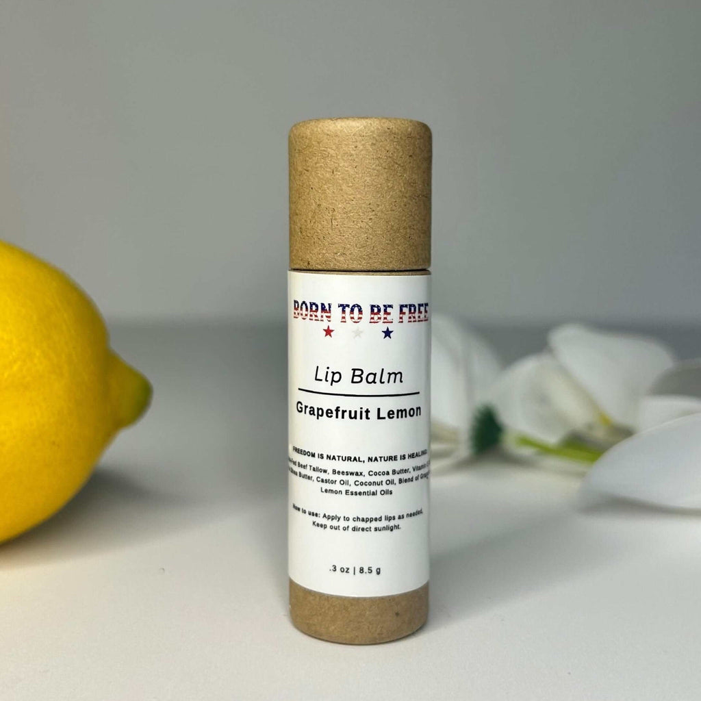 Grapefruit lemon natural lip balm in an eco-friendly kraft paper push-up tube — view 4