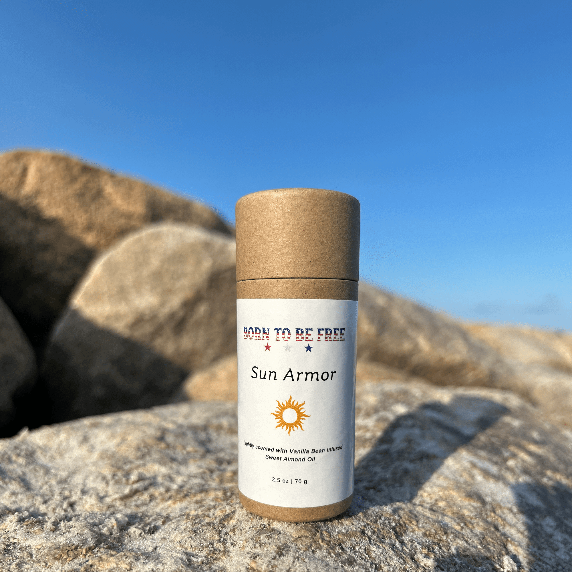 Natural tallow based mineral sunscreen stick in a compact travel friendly twist applicator tube