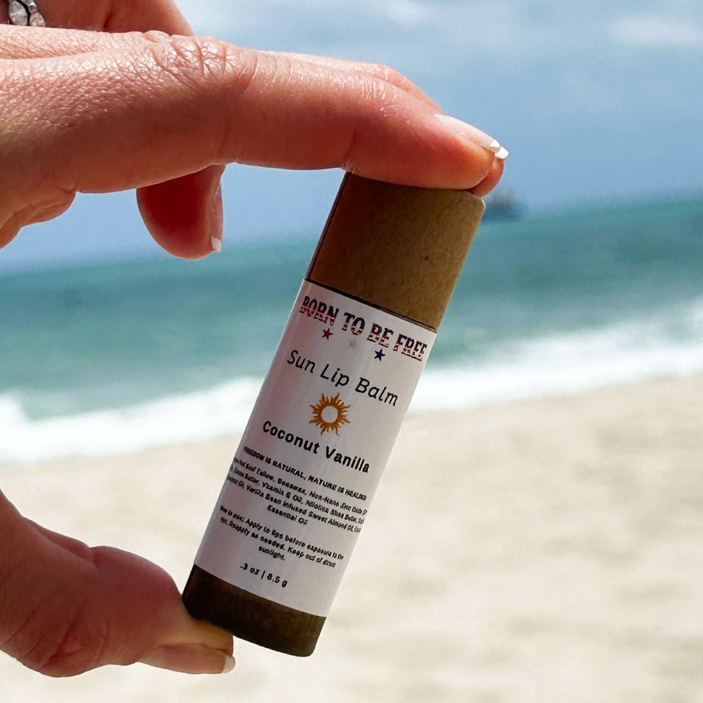 Natural sun lip balm tube in neutral tones with SPF mineral protection and tallow formulation — view 4