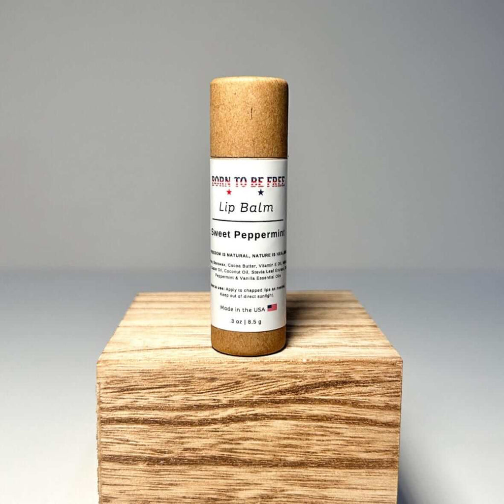 Sweet peppermint lip balm in eco-friendly Kraft paper push-up tube for natural chapped lip relief — view 3