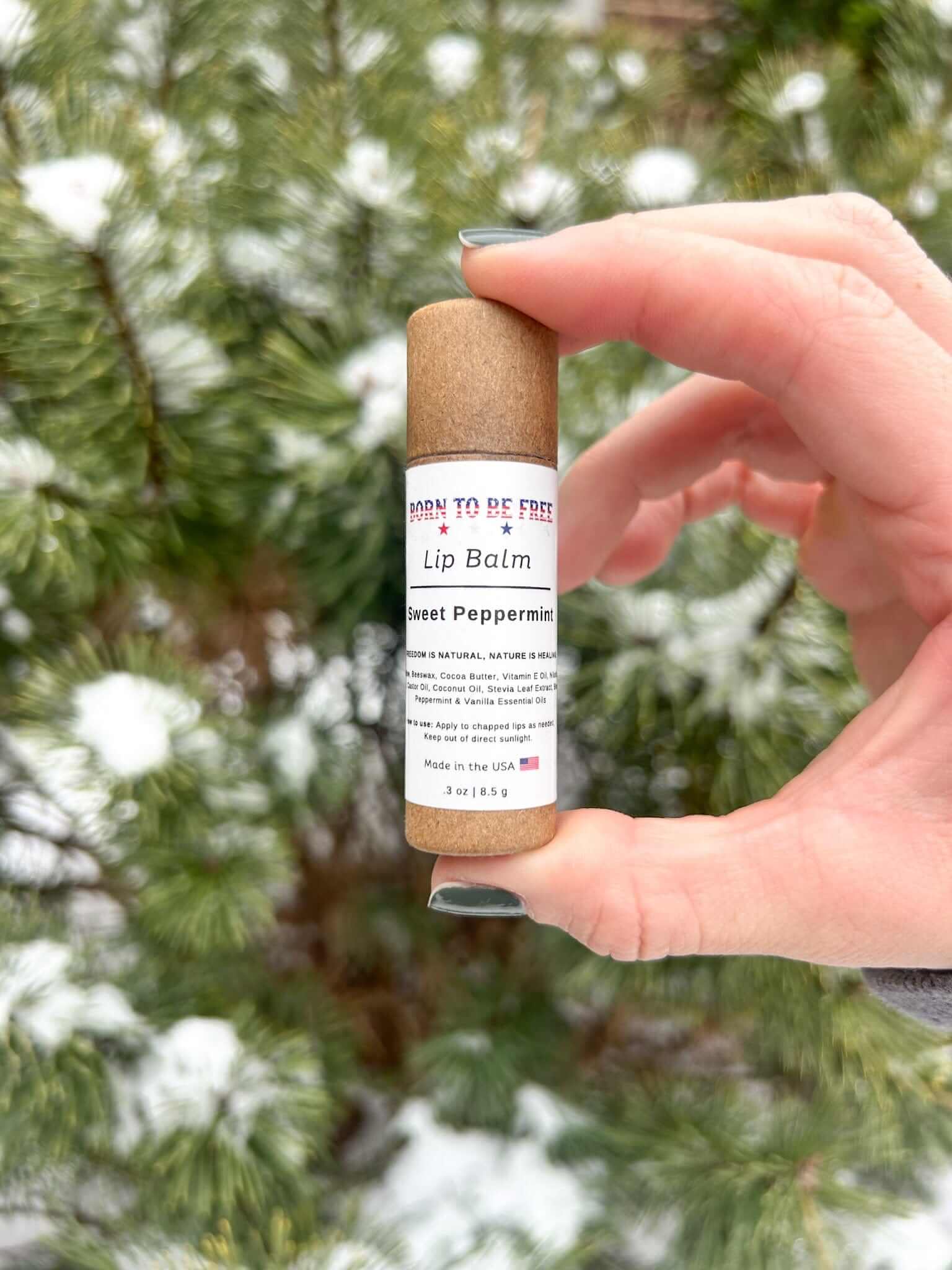 Sweet peppermint lip balm in eco-friendly Kraft paper push-up tube for natural chapped lip relief — view 4