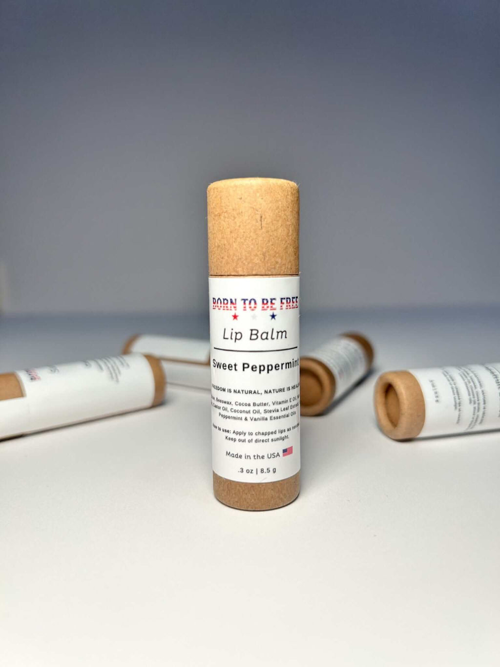 Sweet peppermint lip balm in eco-friendly Kraft paper push-up tube for natural chapped lip relief — view 5