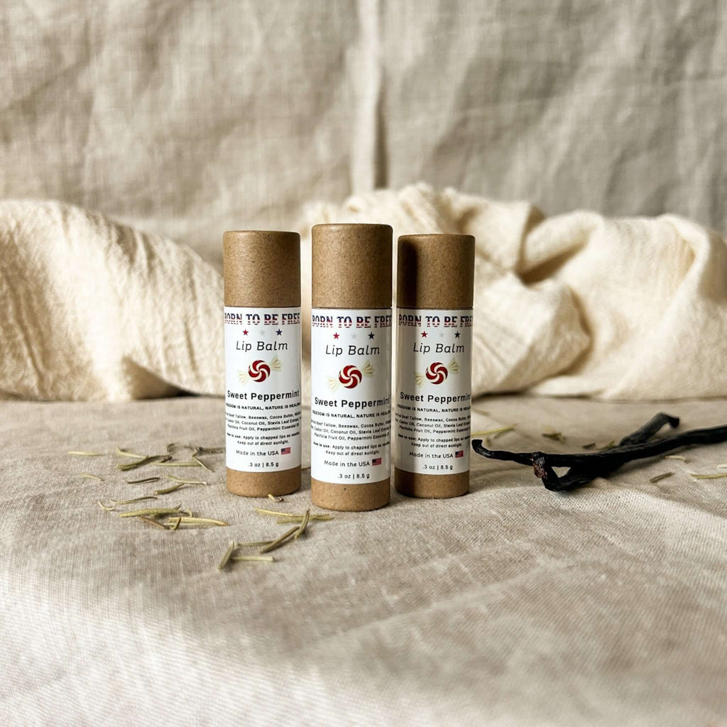 Sweet peppermint lip balm in eco-friendly Kraft paper push-up tube for natural chapped lip relief — view 2