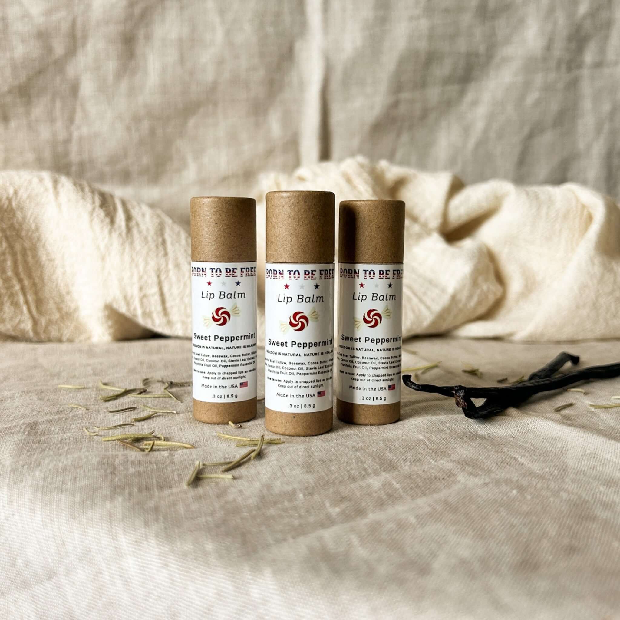 Sweet peppermint lip balm in eco-friendly Kraft paper push-up tube for natural chapped lip relief — view 2