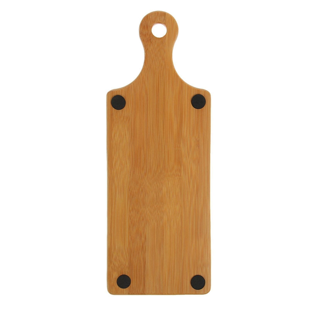 Rectangular natural bamboo serving tray with handle for appetizers and burger sliders — view 5