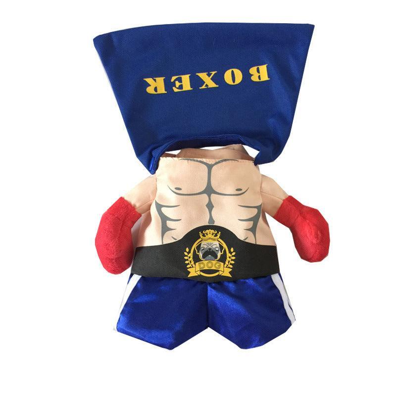 Boxer brawler Halloween dog costume made of cotton fabric featuring a colorful boxing champion design — view 5