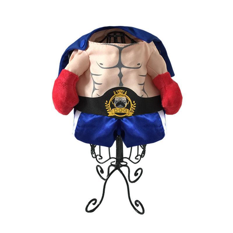 Boxer brawler Halloween dog costume made of cotton fabric featuring a colorful boxing champion design — view 3