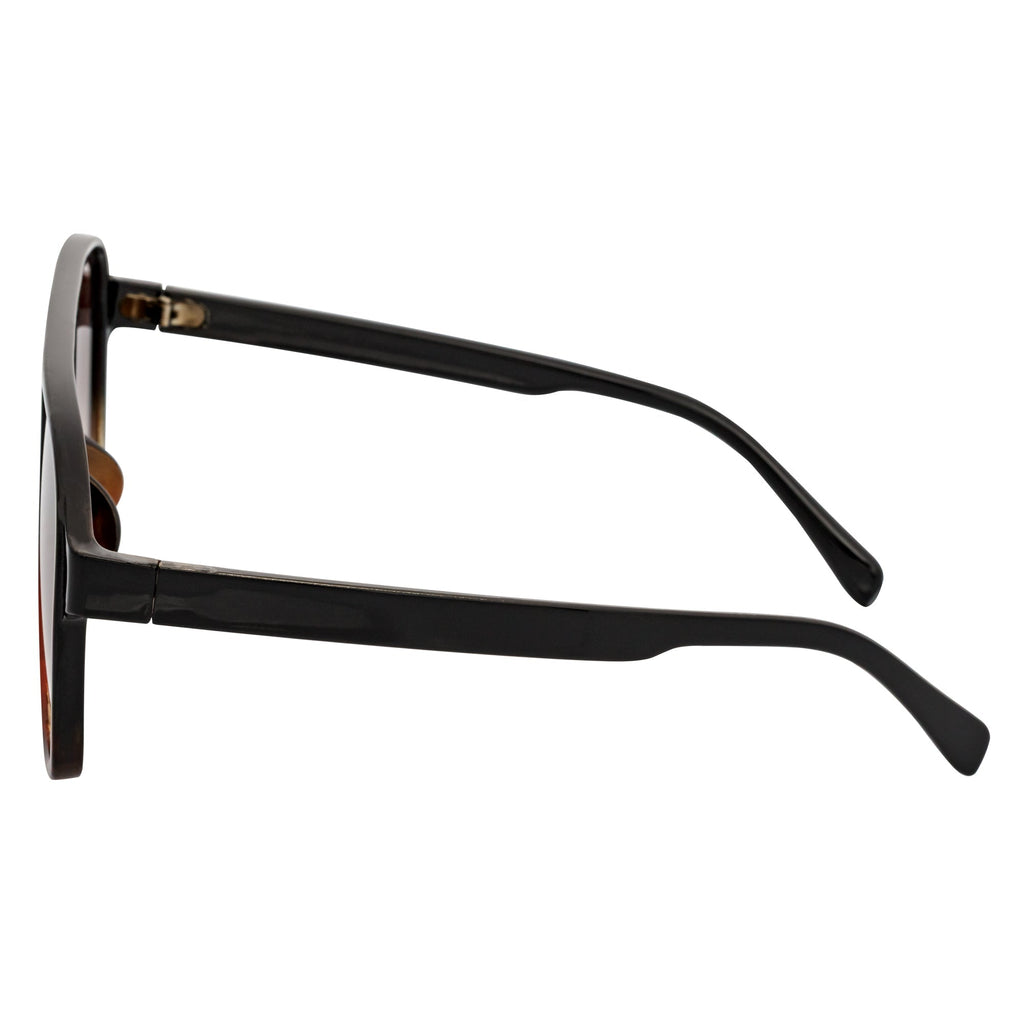 BRASCO - Large Flat Top Aviator Sunglasses Black-Tortoise Amber Fade-3