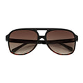 BRASCO - Large Flat Top Aviator Sunglasses Black-Tortoise Amber Fade-0